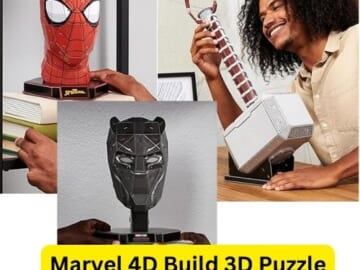 Marvel 4D Build 3D Puzzle Model Kits with Stand from $6.39 (Reg. $15) – Thor Hammer, Spider Man & Black Panther