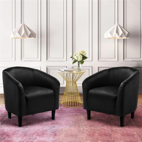 Make a statement in comfort and style with Easyfashion Tub Chair, Set of 2, Black Velvet for just $136 Shipped Free (Reg. $191)