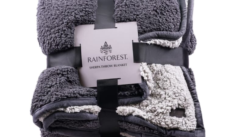 RainForest Sherpa Throw Blanket for $20 + free shipping