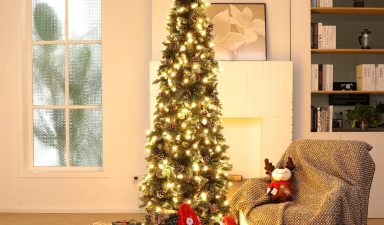 Artificial Pencil Pre-Lit Holiday Tree, 7.5 Ft $129.99 After Coupon (Reg. $140) + Free Shipping – With 955 PVC branch tips and 400 LED lights