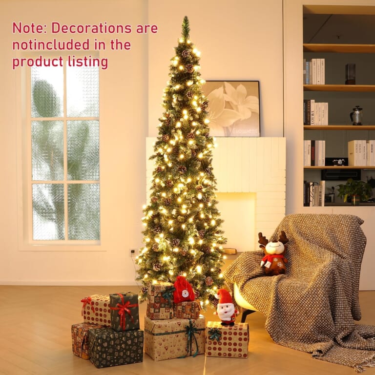 Artificial Pencil Pre-Lit Holiday Tree, 7.5 Ft $129.99 After Coupon (Reg. $140) + Free Shipping – With 955 PVC branch tips and 400 LED lights