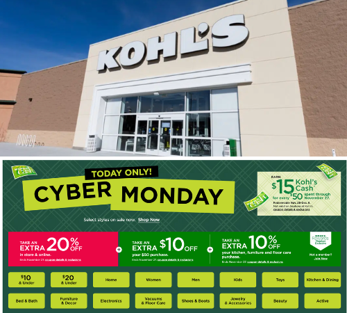 Today Only! Kohls Cyber Monday: Stacking Codes 20% + $10 off $50 + Earn $15 Kohl’s Cash on $50 Spent + More!