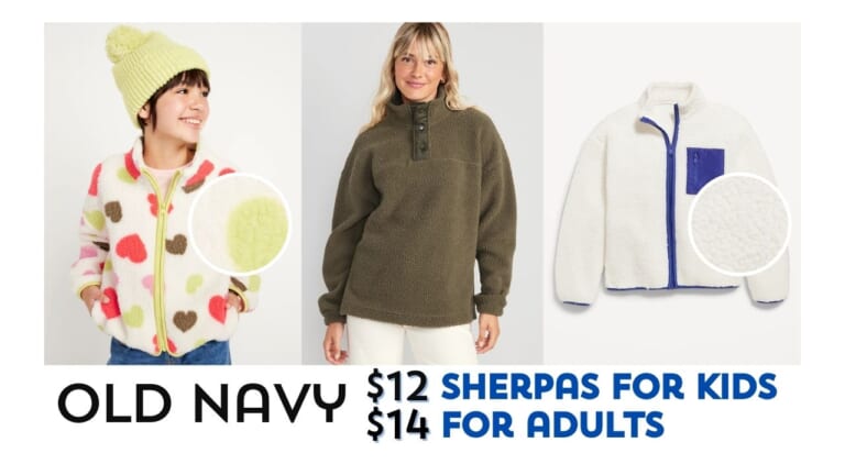 Old Navy | $14 Sherpa Jackets for Adults & $12 for Kids!