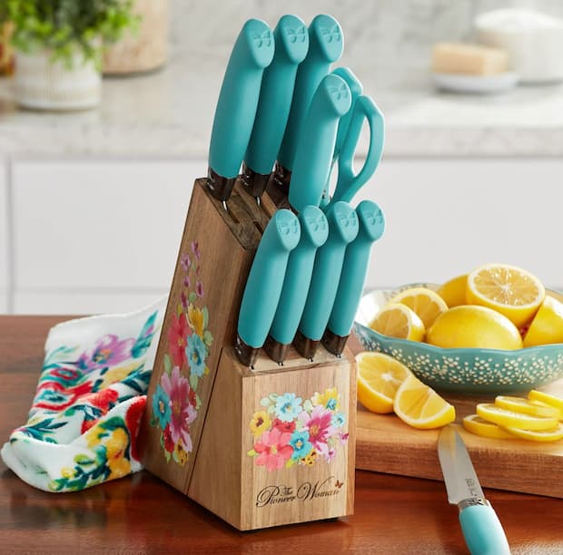 The Pioneer Woman Breezy Blossoms 11-Piece Stainless Steel Knife Block Set