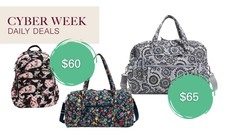 Vera Bradley | $60 Travel Duffel & Campus Backpack, $65 Weekender