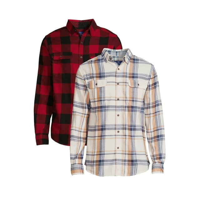 George Men's Long Sleeve Flannel Shirt 2-Pack for $15 + free shipping w/ $35