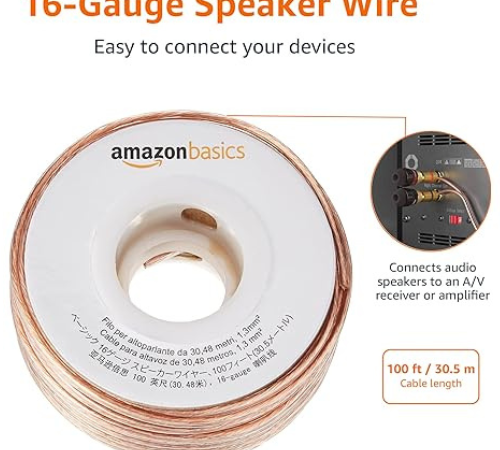 AmazonBasics 16-Gauge Speaker Wire Cable, 100 Feet  $4.99 (Reg. $13.99)