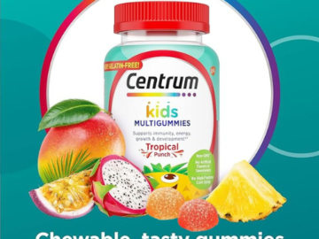 Centrum 150-Count Kids’ Multivitamin Gummies, Tropical Punch as low as $5.24 After Coupon (Reg. $15) + Free Shipping – 3¢/Gummy
