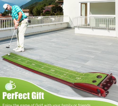 Level up your golf skills with Golf Putting Green Mat with Auto Ball Return for just $64.99 Shipped Free (Reg. $129.99)