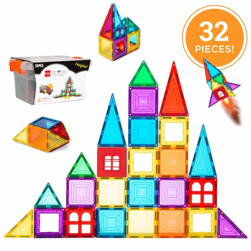 Best Choice Products 32-Piece Kids Magnetic Tiles Set