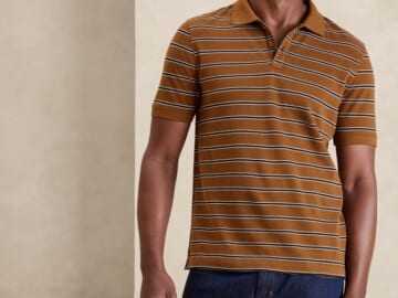 Banana Republic Factory Men's Slim Monogram Pique Polo for $12 in cart + free shipping