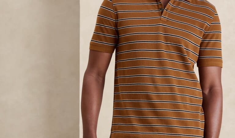 Banana Republic Factory Men's Slim Monogram Pique Polo for $12 in cart + free shipping