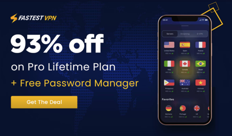 FastestVPN PRO Lifetime Plan w/ 15 Logins, Wireguard Protocol, & Free Password Manager for $27