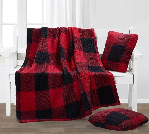 Artemis 3-Piece Holiday Decorative Pillows & Throw Set $14 After Code (Reg. $40) – Red or Neutral