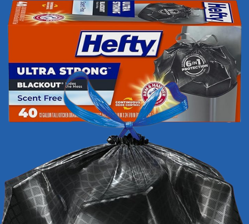 Hefty 13 Gallon Ultra Strong 40 Count Tall Kitchen Trash Bags as low as $4.55/Pack when you buy 3 (Reg. $11.39) + Free Shipping – 11¢/Bag