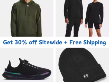 Get 30% off Sitewide + Free Shipping on UnderArmour! thru 12/01!