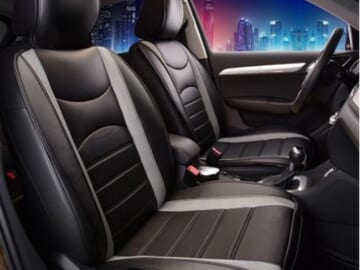 Today Only! FH Group Faux Leather Universal Front Car Seat Covers (Black/Gray) $30 (Reg. $74)
