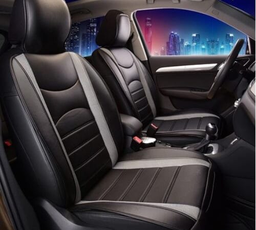 Today Only! FH Group Faux Leather Universal Front Car Seat Covers (Black/Gray) $30 (Reg. $74)