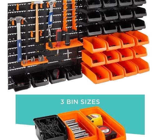 Wall Mounted Storage Rack & Tool Organizer, 44-Piece $29.99 + Free Shipping, w/ 28 Storage Bins, 14 Accessories, Great Gift for Dad