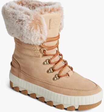 Sperry Torrent Faux Fur Waterproof Boot in tan