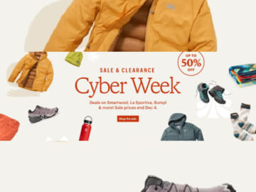 Save up to 50% at REI’s Cyber Week Sale & Clearance Event – Thru 12/4