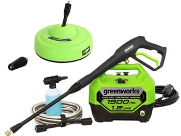 Greenworks 1900 PSI 1.2 GPM Electric Pressure Washer Combo Kit for $100 + free shipping