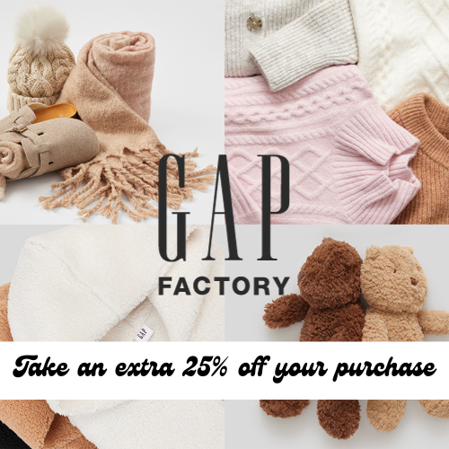 Gap Factory Exclusive Offer! Take an extra 25% off your purchase with code – thru 12/4!