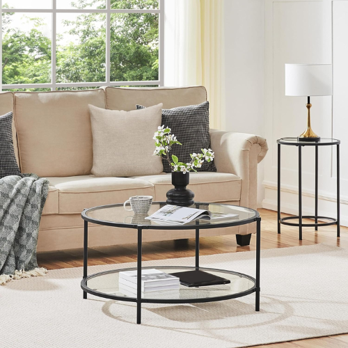 Enhance your living room with Yaheetech Glass Top 2 Tier Round Coffee Table for just $94.99 Shipped Free (Reg. $139.99)