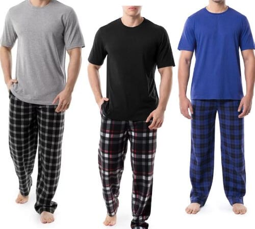 Fruit Of The Loom Men’s Short Sleeve Top and Fleece Pajama Pant Set $9.98 (Reg. $17.49) – 5 Colors, S-5XL