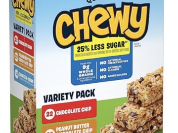 Quaker Chewy Lower Sugar Granola Bars, 3 Flavor Variety Pack, 58 Count