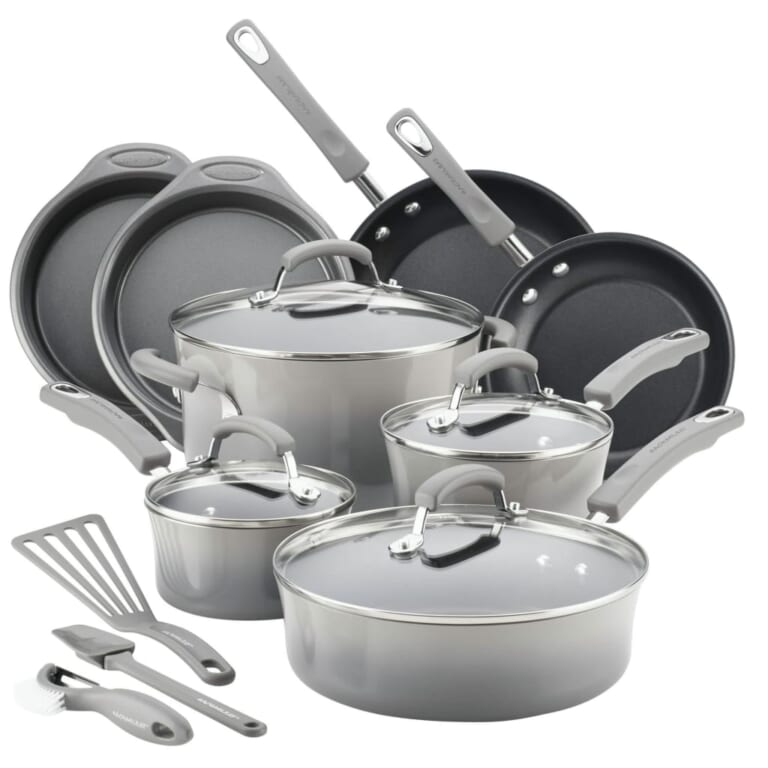 Rachael Ray 15-Piece Hard Enamel Aluminum Nonstick Cookware Set for $79 + free shipping