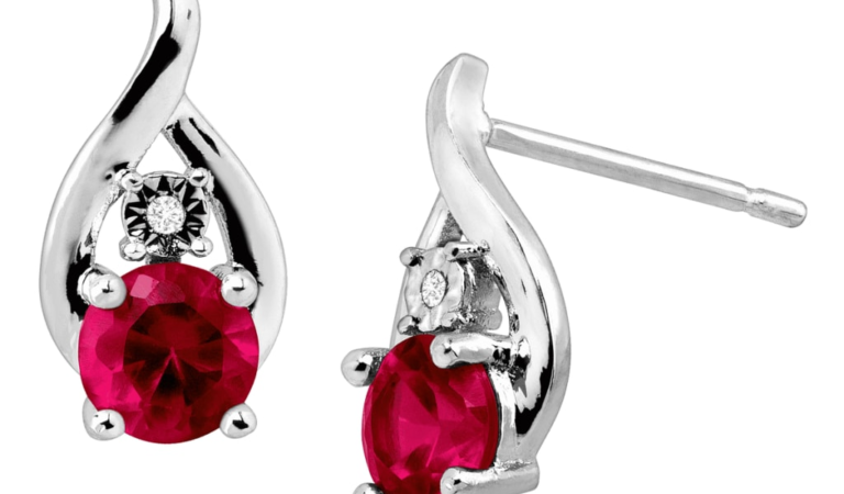 Finecraft Droplet Stud Earrings with Diamonds in Sterling Silver for $30 + free shipping