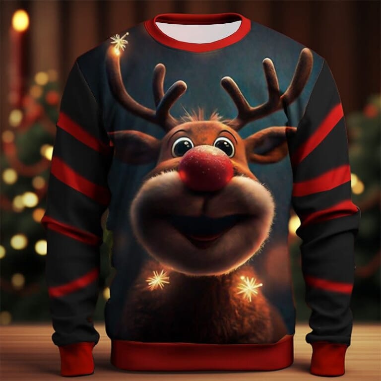 Men's 3D Graphic Elk Sweatshirt for $9 + $7 s&h