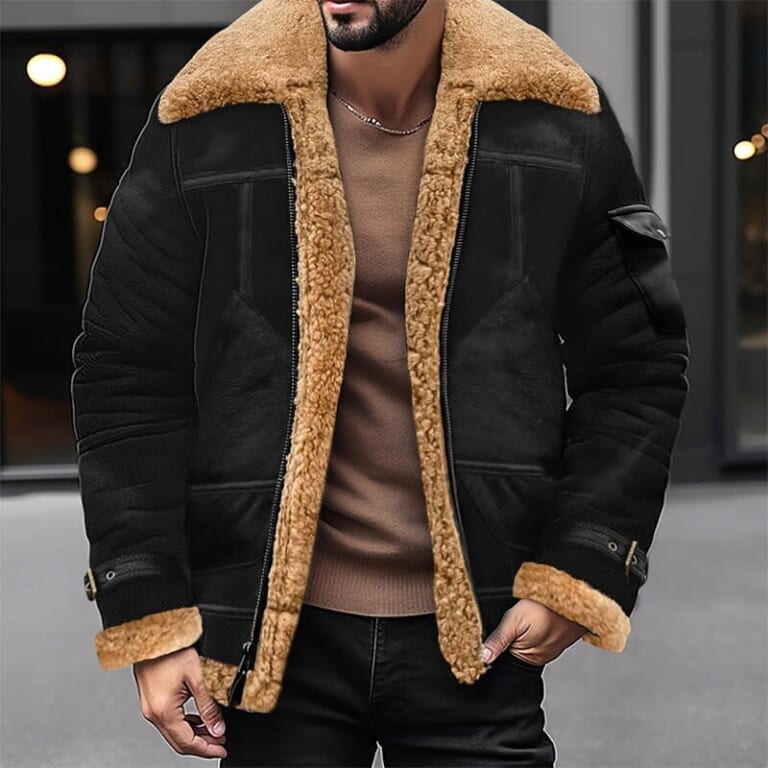 Usportsjournal Men's Shearling Coat for $26 + $8 s&h