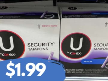 $1.99 U by Kotex Tampons at Publix