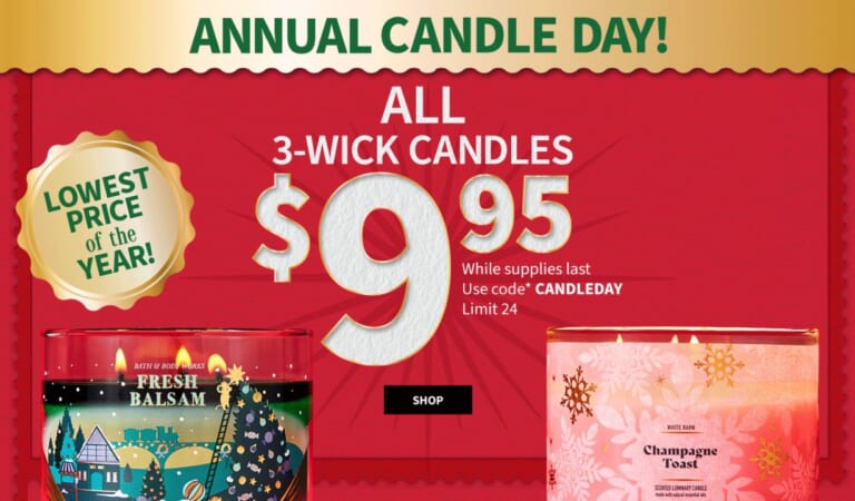 Bath & Body Works | $9.95 3-Wick Candles Ends Today!