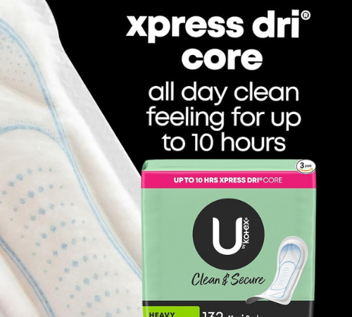 U by Kotex Clean & Secure 132-Count Maxi Pads, Heavy Absorbency as low as $13.99 After Coupon (Reg. $20) + Free Shipping – 11¢/Pad