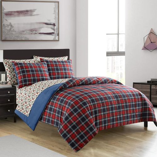 Dearfoams Super Soft Red Tartan Plaid Bed in a Bag Bedding 7-Piece Set (Queen) $33.02 (Reg. $80)