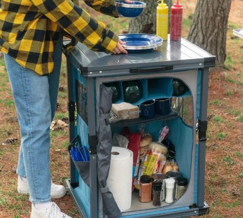 Timber Ridge Robinia Quick Fold Pantry with Table Top $51.62 Shipped Free (Reg. $76.89) – 27″ x 17″ x 28″, Blue