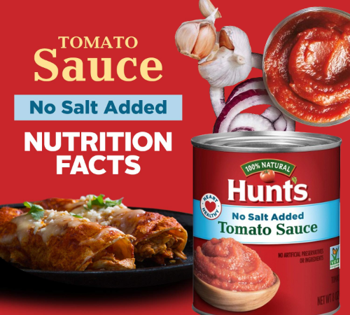 Hunt’s No Salt Added Tomato Sauce, 8 oz as low as $0.54 Shipped Free (Reg. $0.74)