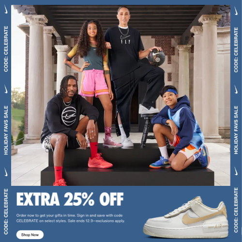 Nike Christmas Deals: Extra 25% Off Select Shoes, Clothing & More