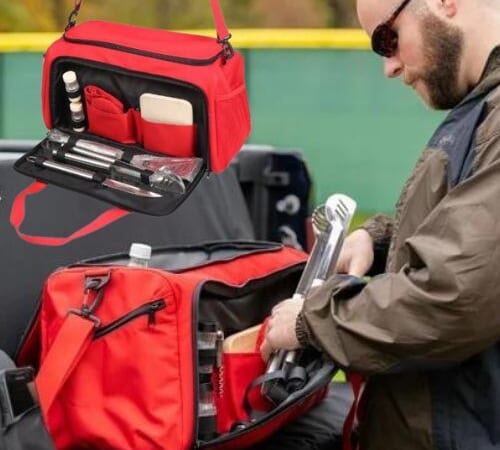 Ozark Trail Soft Sided Tailgate Cooler with 7-Piece Cookout Set (Red) $25 (Reg. $53.76)