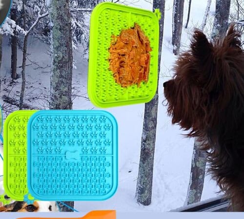 Non-Slip Dog Lick Mat, 2-Pack (Blue and Green) $4.27/Set when you buy 4 (Reg. $9) – with Spatula and Suction Cups