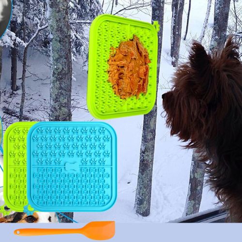 Non-Slip Dog Lick Mat, 2-Pack (Blue and Green) $4.27/Set when you buy 4 (Reg. $9) – with Spatula and Suction Cups