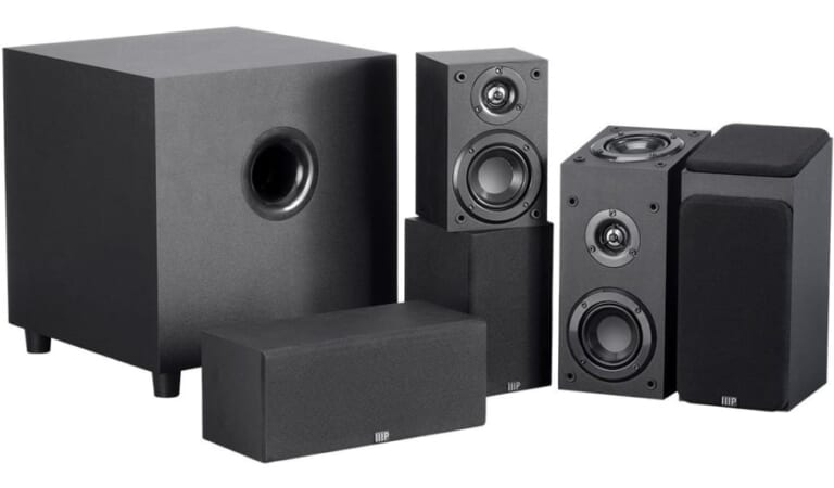 Monoprice Premium 5.1.2 Channel Immersive Home Theater System with Subwoofer for $87 + free shipping