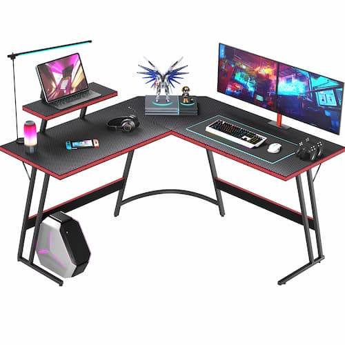 Homall L-Shaped 51 Inch Desk with Removable Monitor Riser