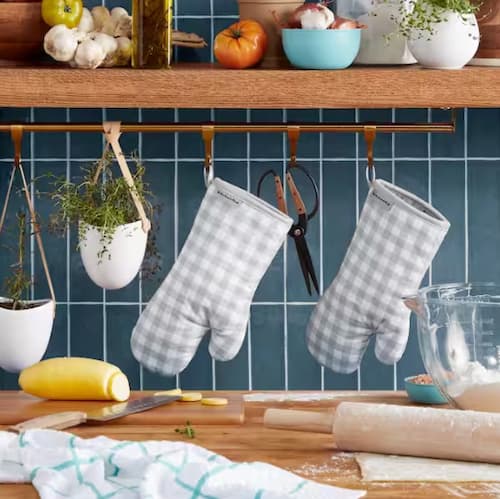 KitchenAid Gingham Cotton Oven Mitt Set