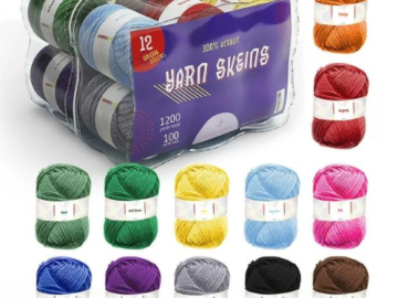 Craftbud 12-Piece Multi-Colored Acrylic Hand Knitting Yarn for Crochet $13.99(Reg. $30) – $1.17 each