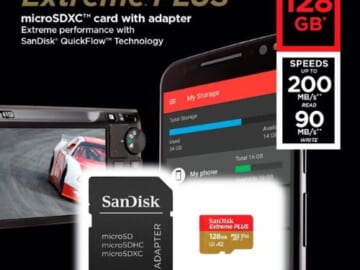 Today Only! SanDisk Extreme PLUS 128GB MicroSDXC U3 V30 Memory Card $13 (Reg. $25)