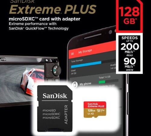 Today Only! SanDisk Extreme PLUS 128GB MicroSDXC U3 V30 Memory Card $13 (Reg. $25)